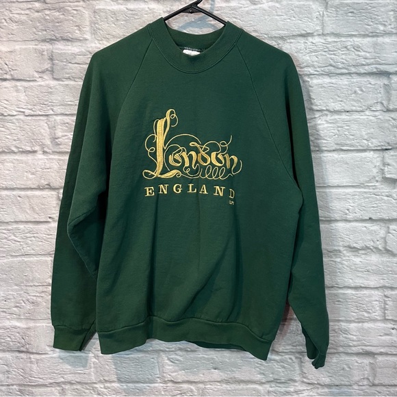 Vintage London England Green Elms Sweatershirt Vintage Men’s Large - Picture 7 of 8
